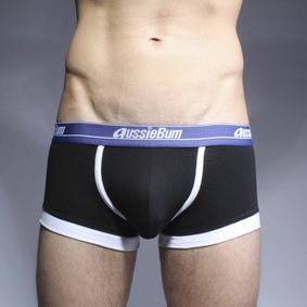 Фото Мужские трусы хипсы черные с синей резинкой Aussiebum Classic Hip Black