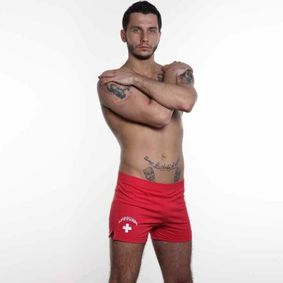Фото Мужские шорты  спортивные красные Andrew Christian Lifeguard Shorts 
