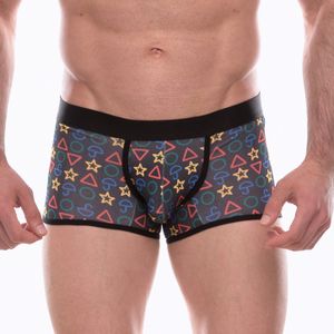 Фото Мужские трусы боксеры темно-серые с разноцветным принтом Don Moris DM072202