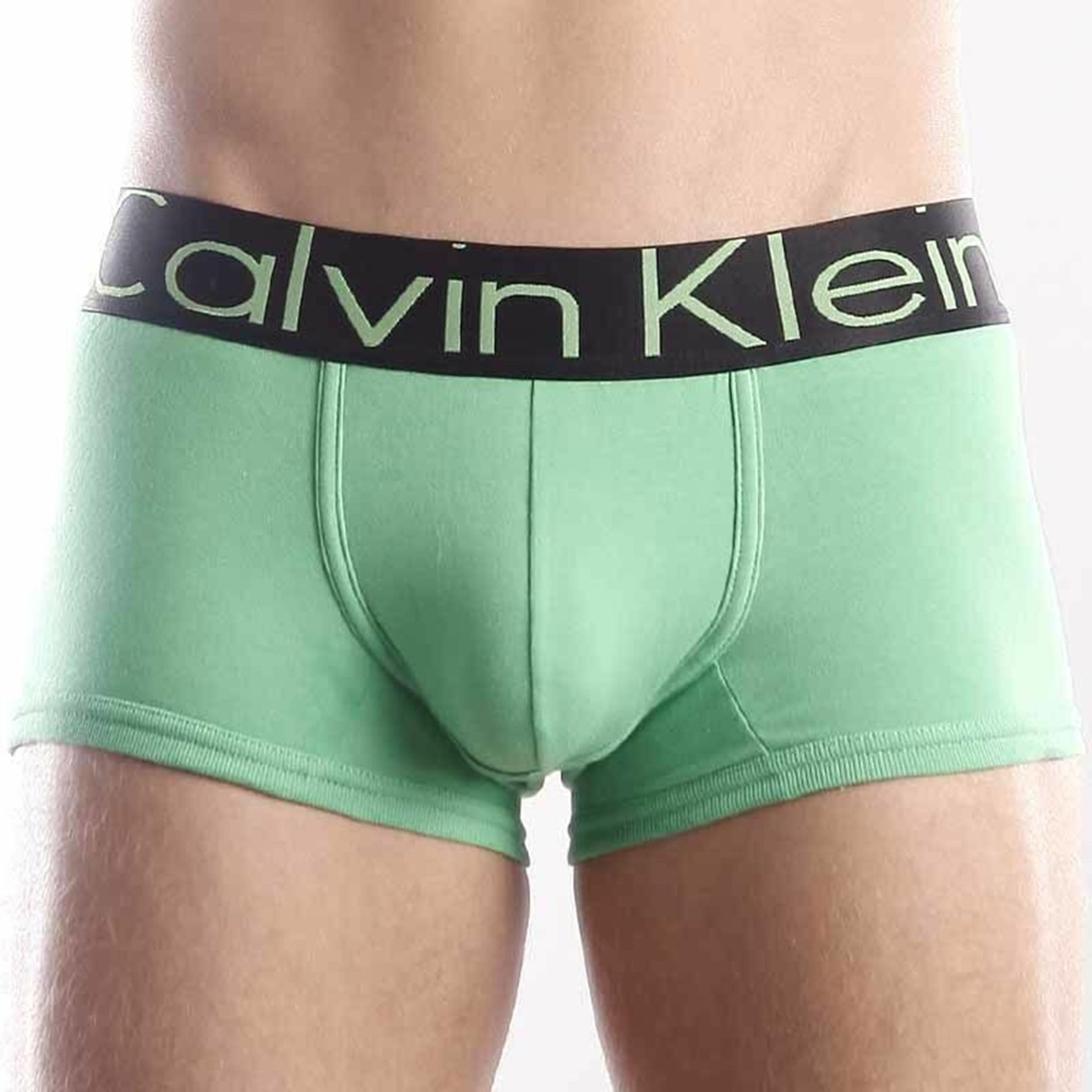  Мужские трусы боксеры зеленые с черной резинкой Calvin Klein Steel Green Black Waistband Boxer фото 2