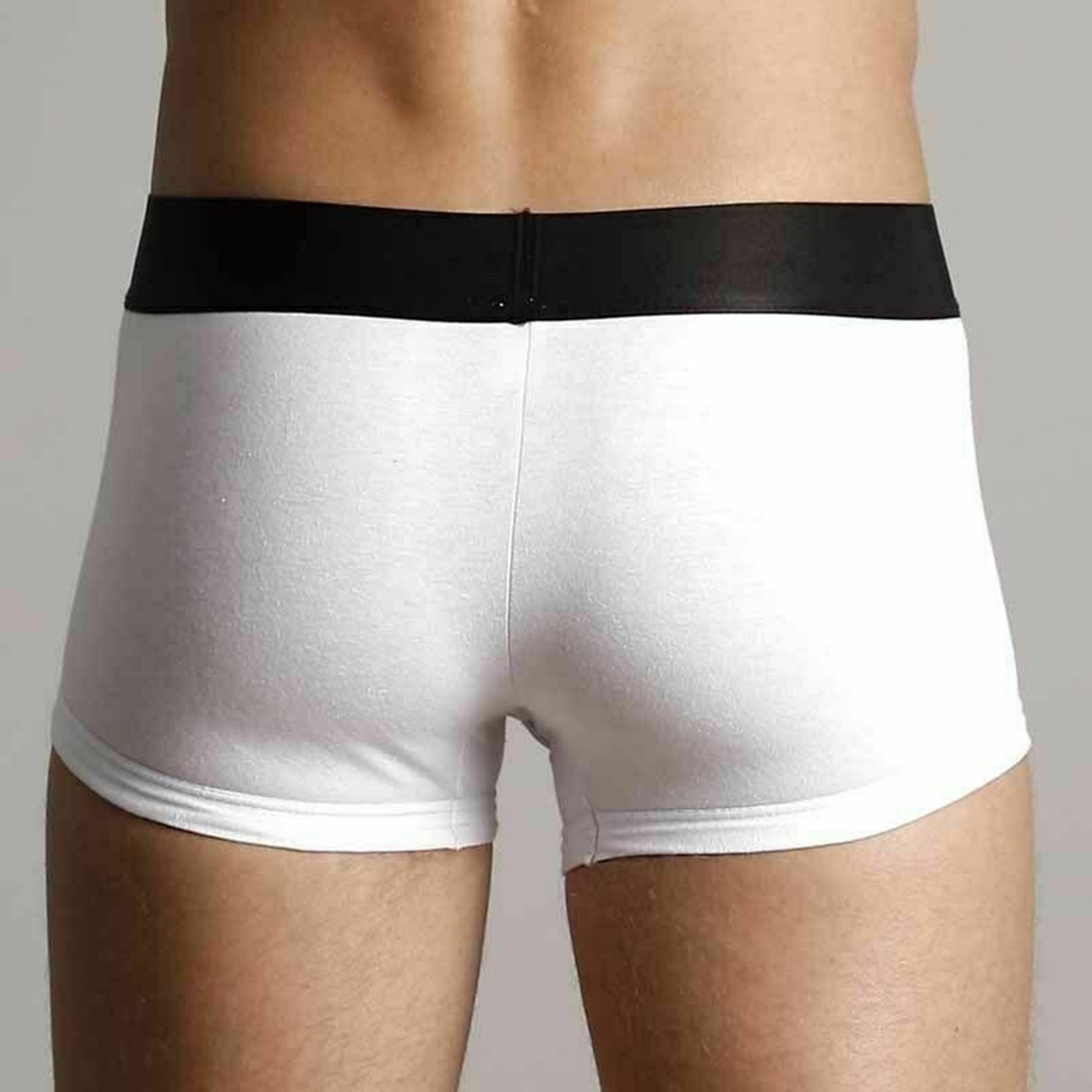 Мужские трусы боксеры белые с черной резинкой и розовыми буквами Calvin Klein Black Waistband Boxer White фото 3