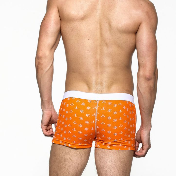 Мужские трусы-шорты оранжевые с морским принтом Superbody Orange Shorts фото 3