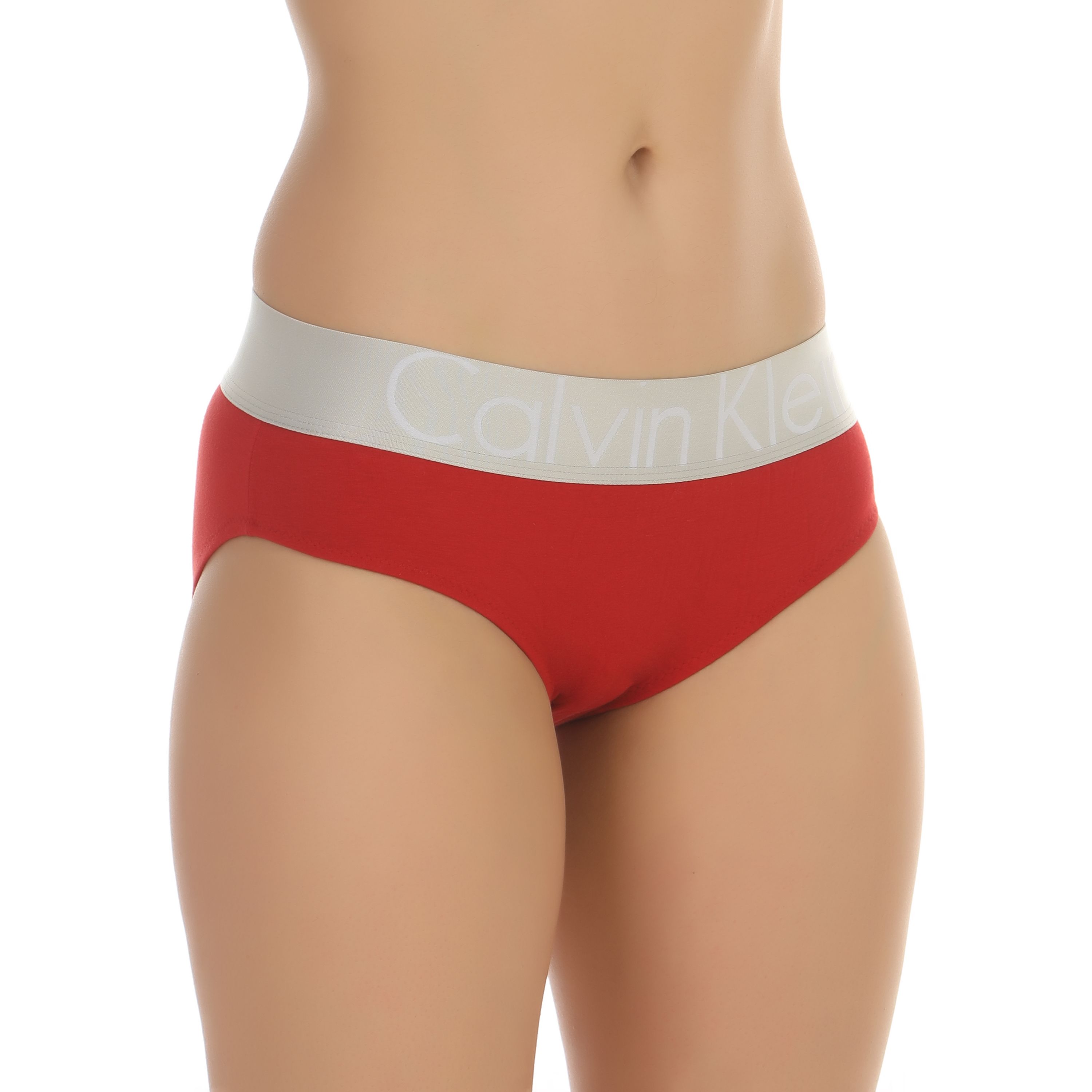 Женские трусы слипы красные с белыми буквами Calvin Klein Women Steel Red фото 1
