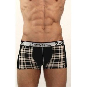 Фото Мужские трусы боксеры черные в коричневую клетку Tommy Dooyao Black