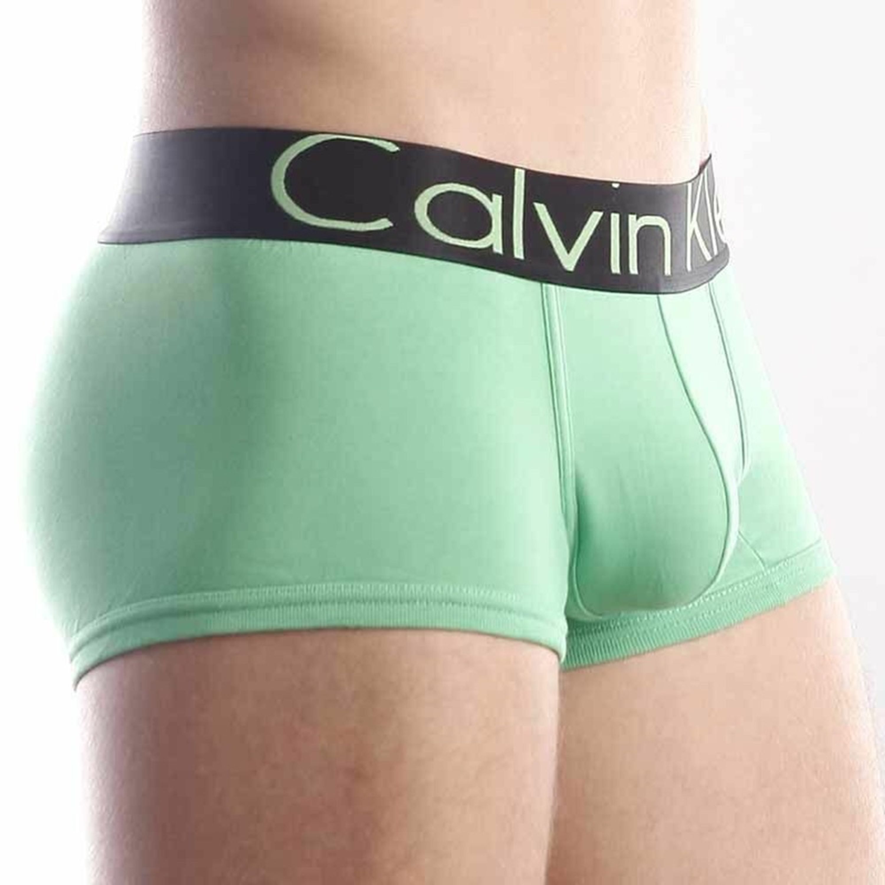  Мужские трусы боксеры зеленые с черной резинкой Calvin Klein Steel Green Black Waistband Boxer фото 3