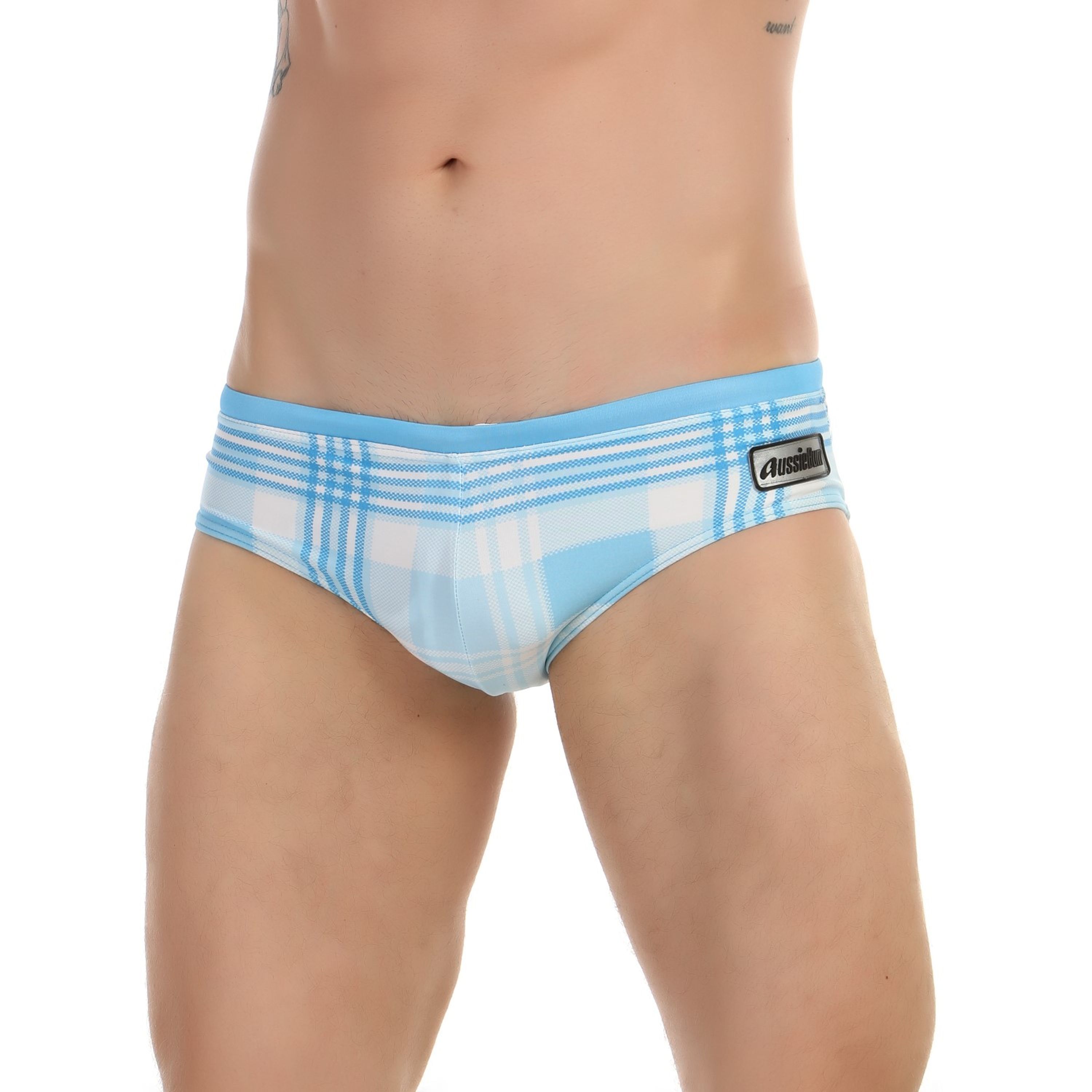 Мужские плавки голубые в клетку AussieBum 6620-4 фото 1