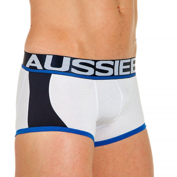 Мужские трусы хипсы белые с темно-синими вставками по бокам AUSSIEBUM 