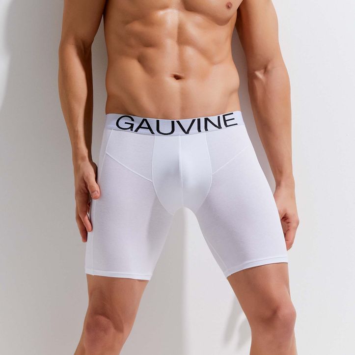 Мужские трусы боксеры удлиненные белые GAUVINE 3013 
