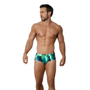 Фото Мужские плавки зеленые с принтом Clever Moda TORRY VERDE SWIMSUIT BRIEF 155210