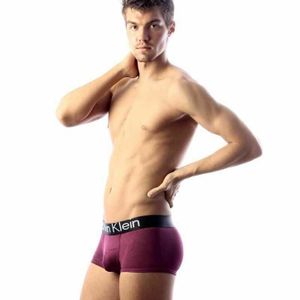 Фото Мужские трусы боксеры фиолетовые с черной резинкой Calvin Klein Steel Black Waistband Violet