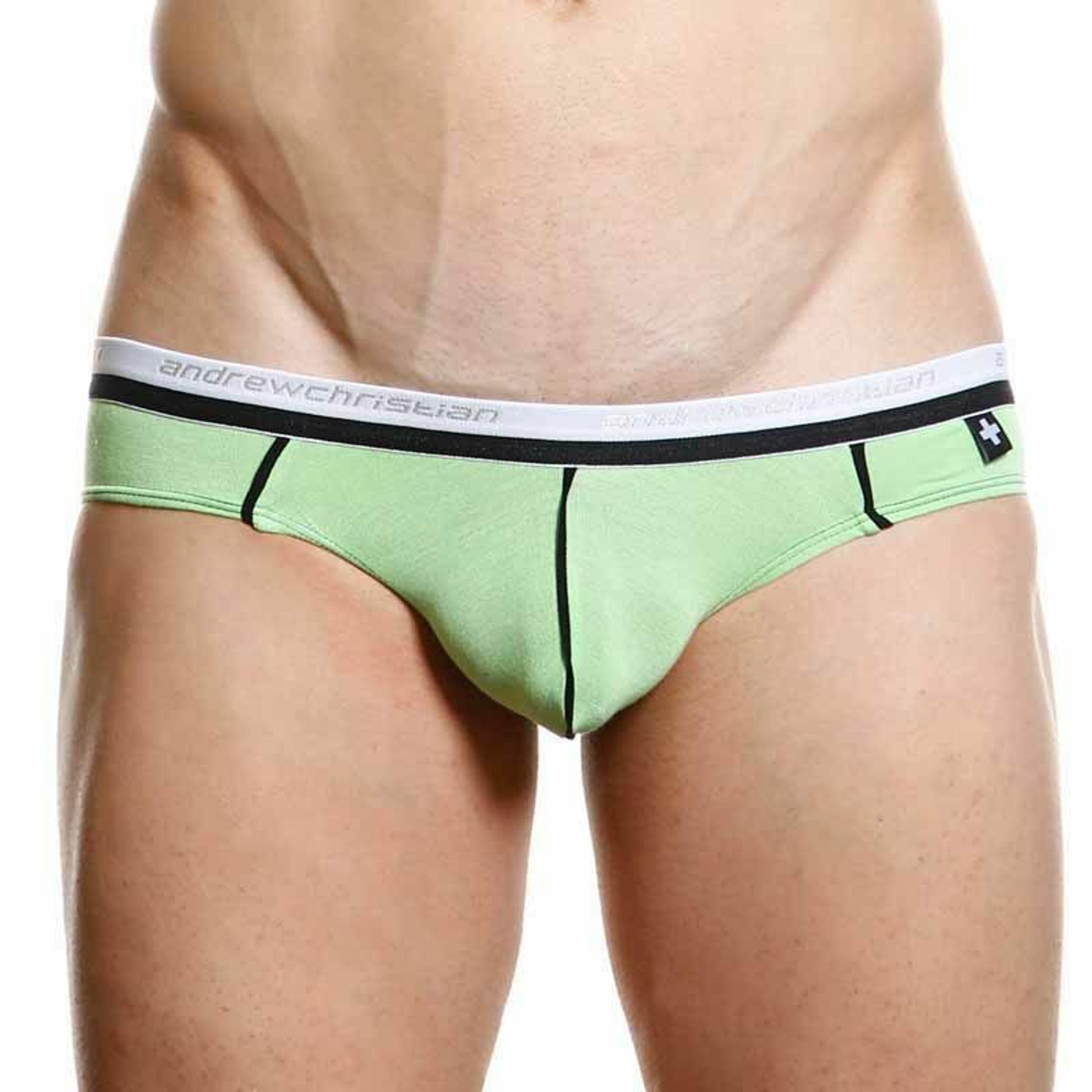 Мужские трусы слипы салатовые Andrew Christian V Slim Holiday Brief Light Green  AC3-M085 фото 3