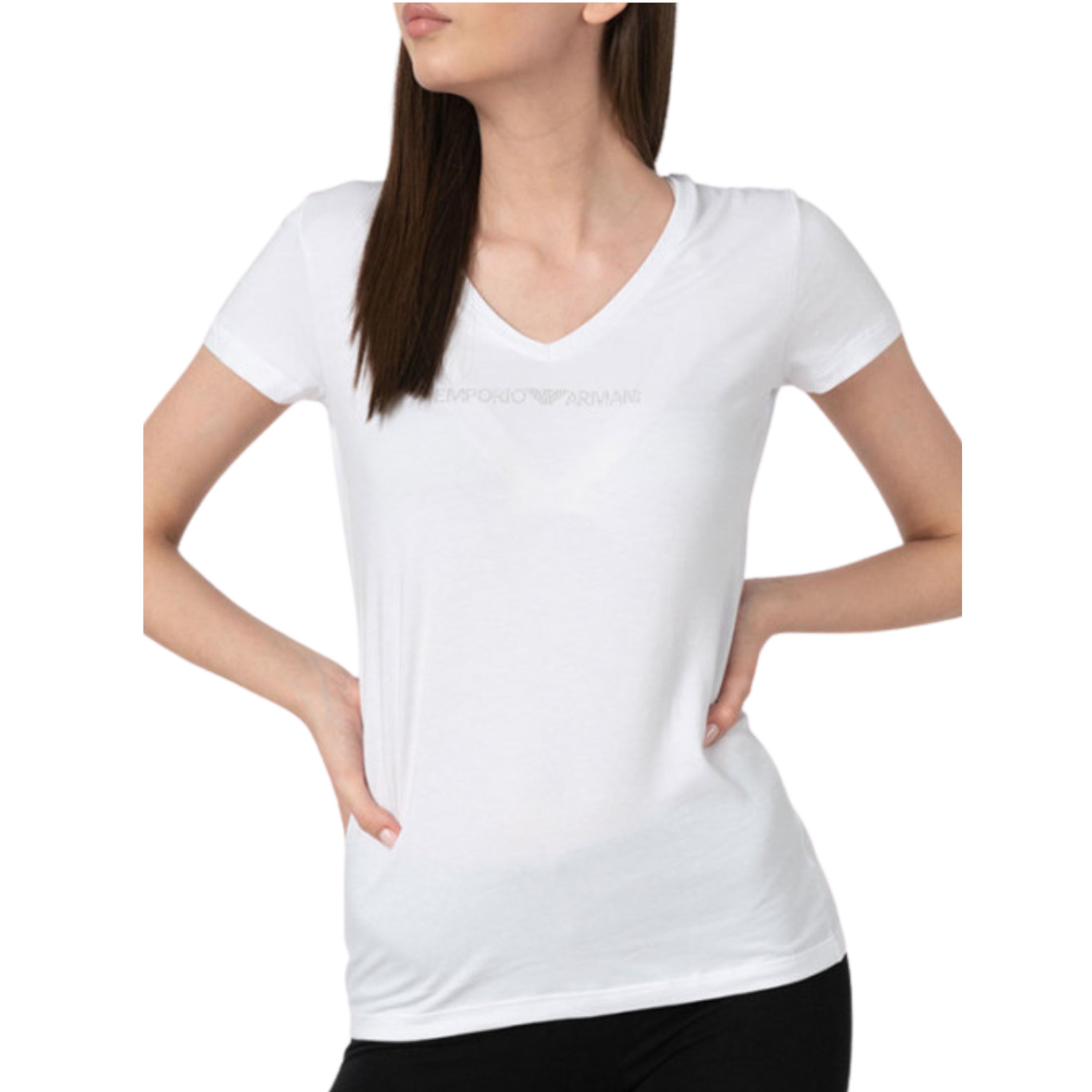 Женская футболка белая V NECK Emporio Armani 164407_CC318 00010 фото 1