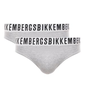 Фото Мужские трусы брифы серые набор 2 в 1 Bikkembergs ESSENTIAL BKK1USP01BI/2