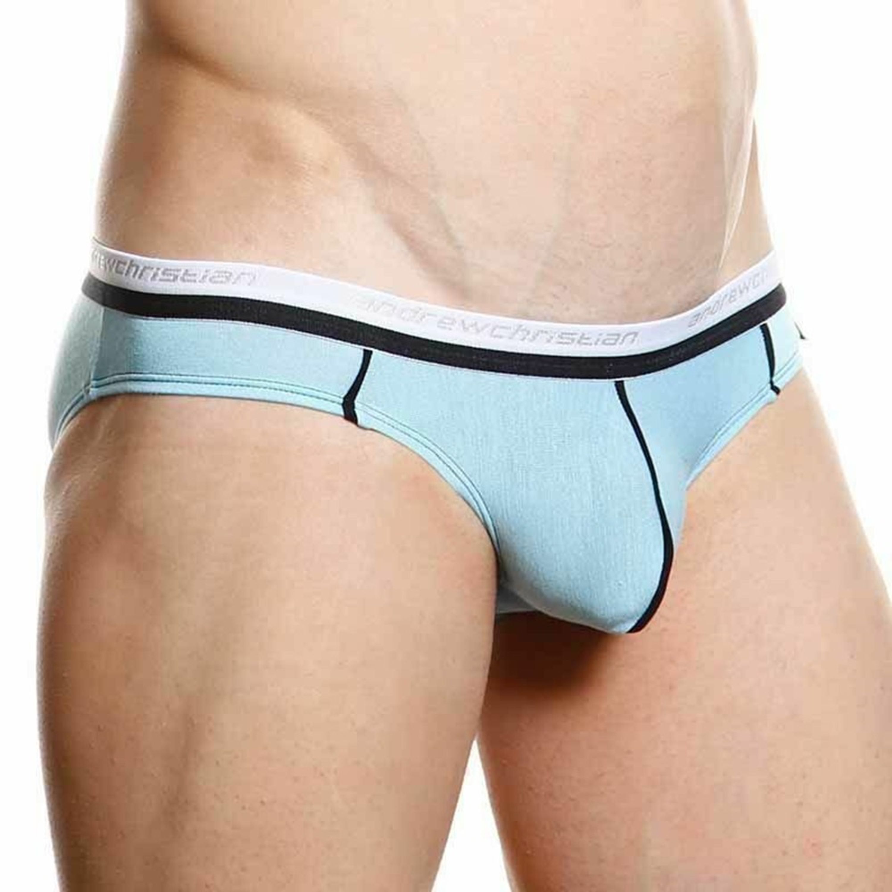 Мужские трусы слипы светло-голубые Andrew Christian V Slim Light Blu фото 3