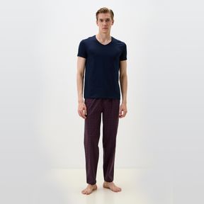 Фото Мужская пижама (синяя футболка, бордовые штаны) Cacharel 2238