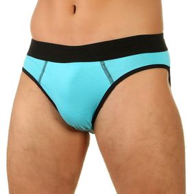 Фото Мужские трусы слипы бирюзовые с черной окантовкой E5 Underwear Cotton