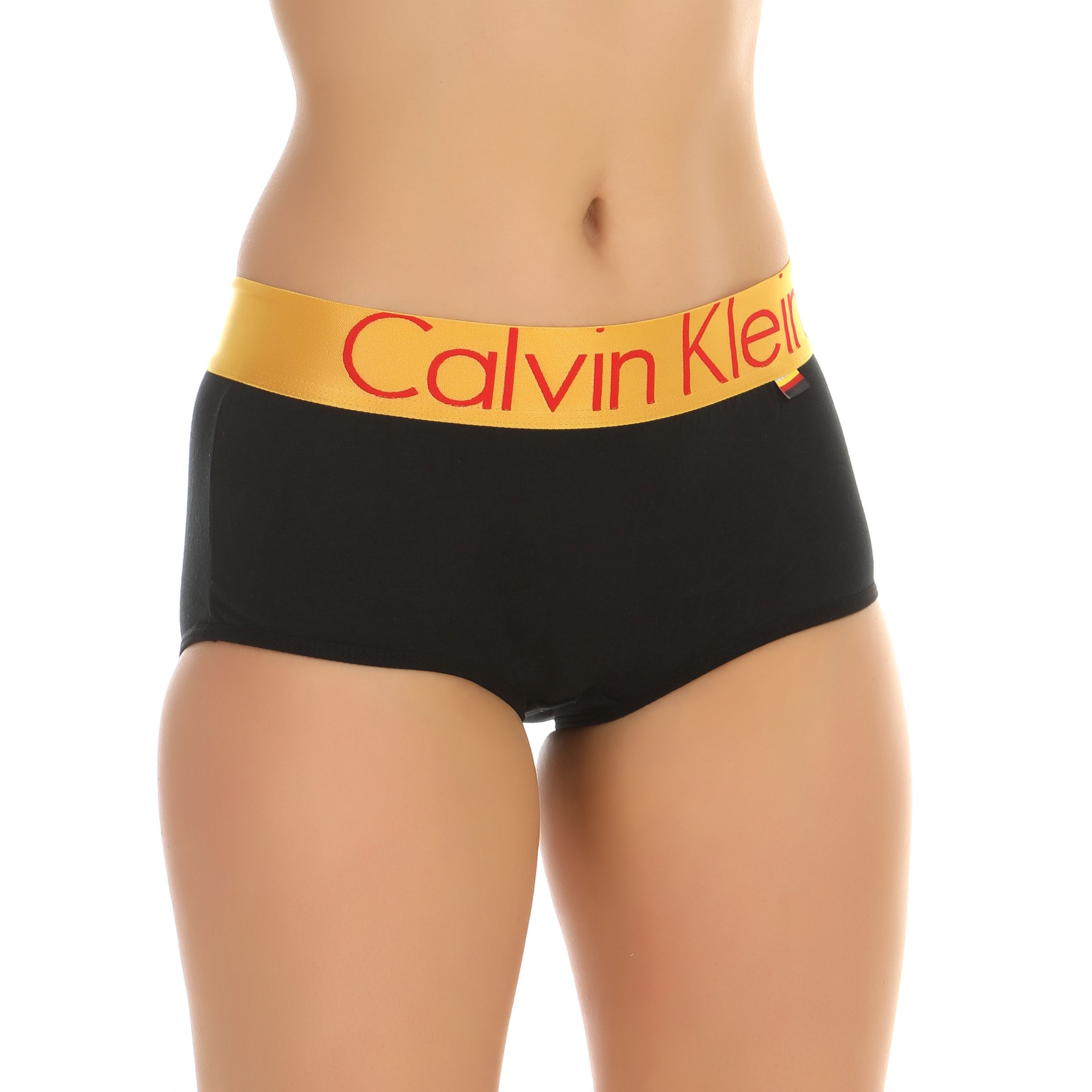 Женские трусы-шорты черные с золотистой резинкой Calvin Klein Women German  фото 1
