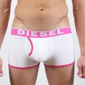 Фото  Мужские трусы боксеры белые с розовой резинкой Diesel White Pink Waistband Boxer