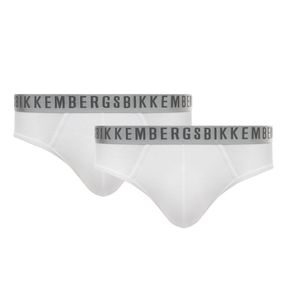 Фото Мужские трусы брифы белые набор 2 в 1 Bikkembergs SILVER BKK1USP11BI/2