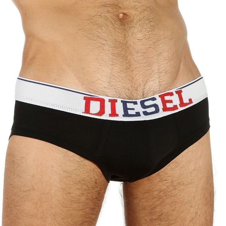 Мужские трусы брифы Diesel Red-Blue Letters Brief Black 