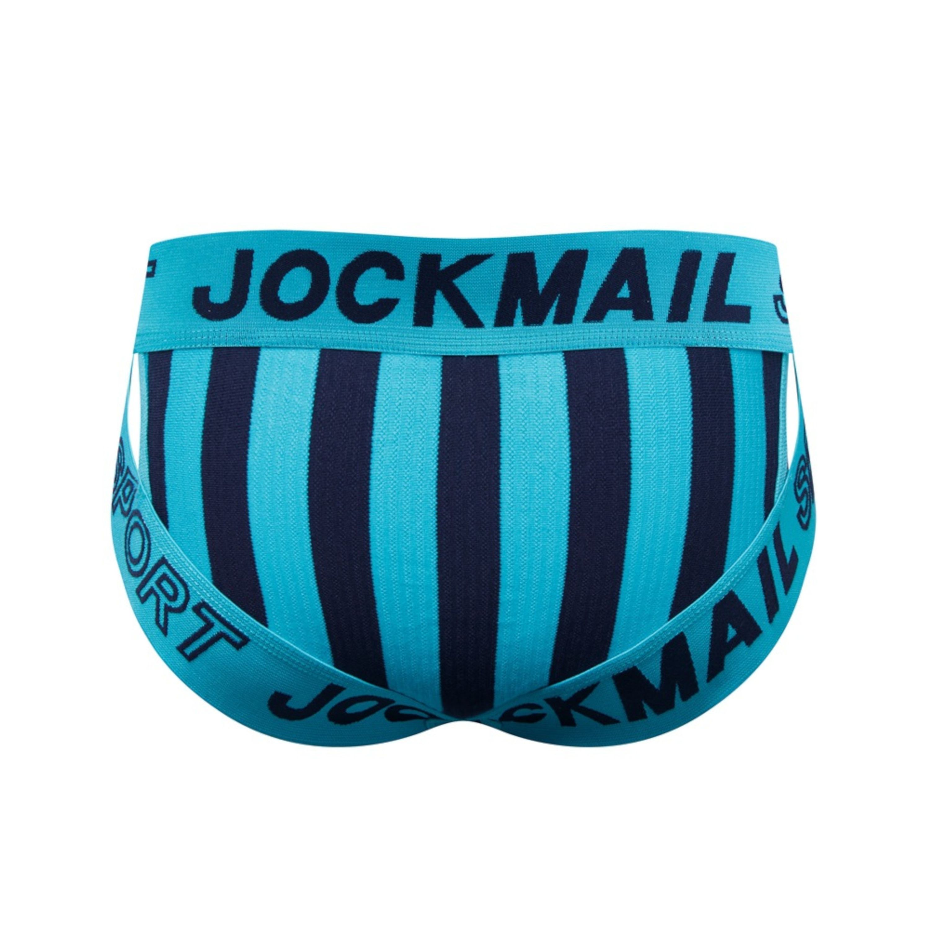 Мужские трусы брифы голубые с вырезами по бокам JOCKMAIL JM2026-17 фото 5