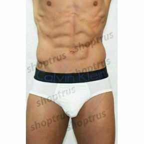 Фото Мужские трусы брифы белые с черной резинкой Calvin Klein