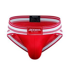 Фото Мужские трусы брифы красные с вырезами по бокам JOCKMAIL JM2024-8