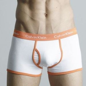 Фото  Мужские трусы боксеры белые с оранжевой резинкой Calvin Klein 365 White Orange