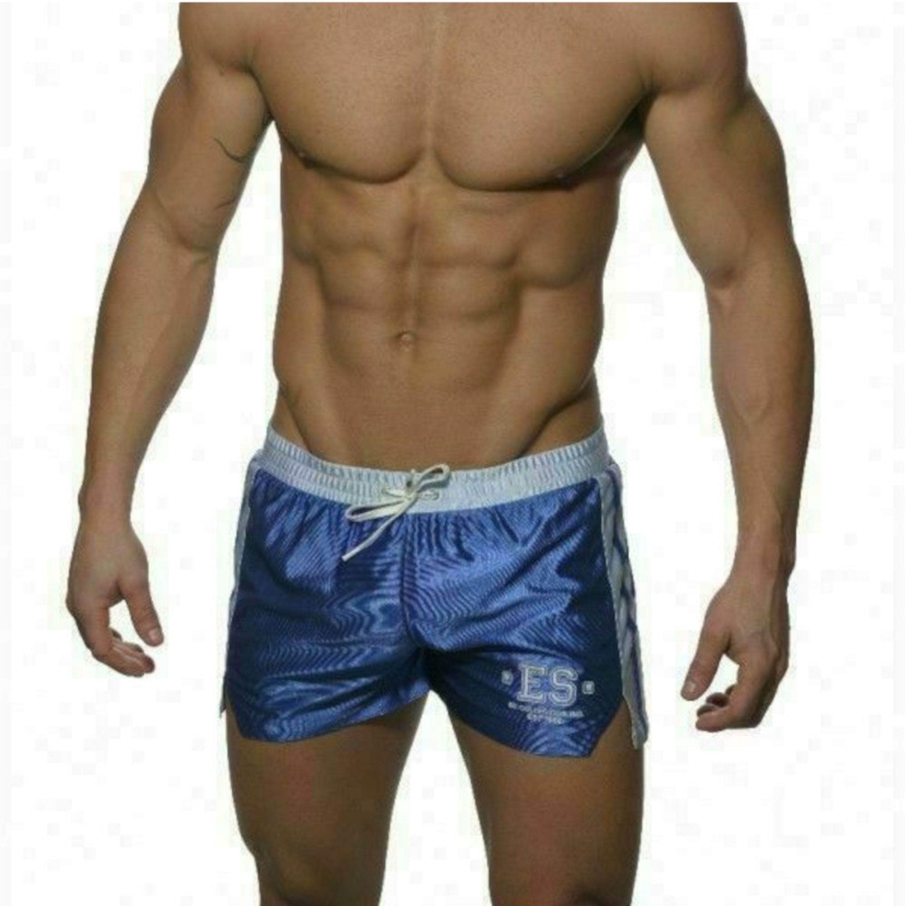 Мужские спортивные шорты синие с голубым поясом ES Collection SHORTS BLUE WHITE фото 1