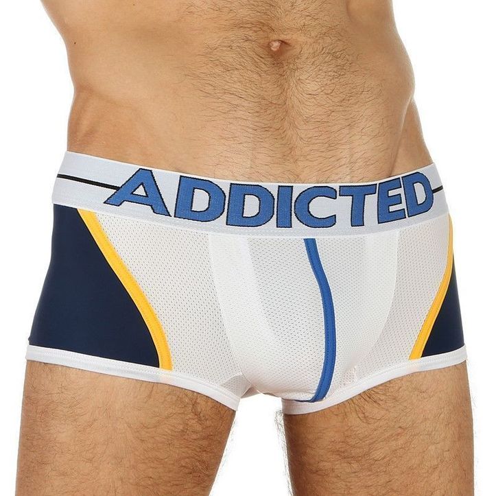 Мужские трусы хипсы с белой резинкой ADDICTED Blocking Color Hips White-Navy 