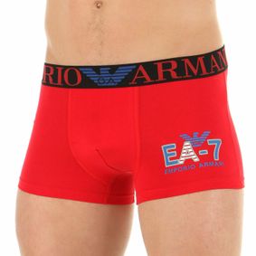 Фото Мужские трусы боксеры красные Emporio Armani с красно-синей резинкой