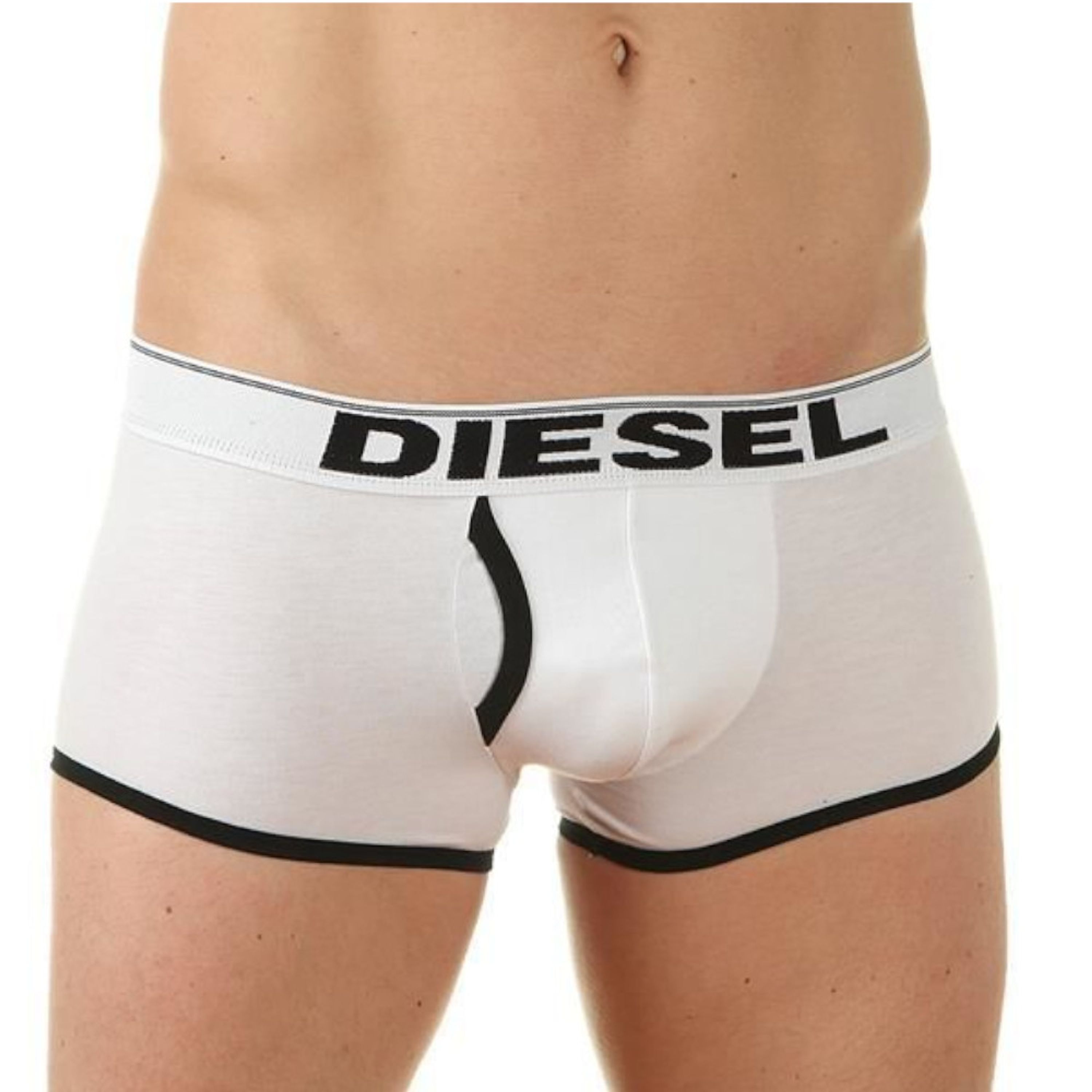 Мужские трусы боксеры белые с черной окантовкой Diesel фото 4