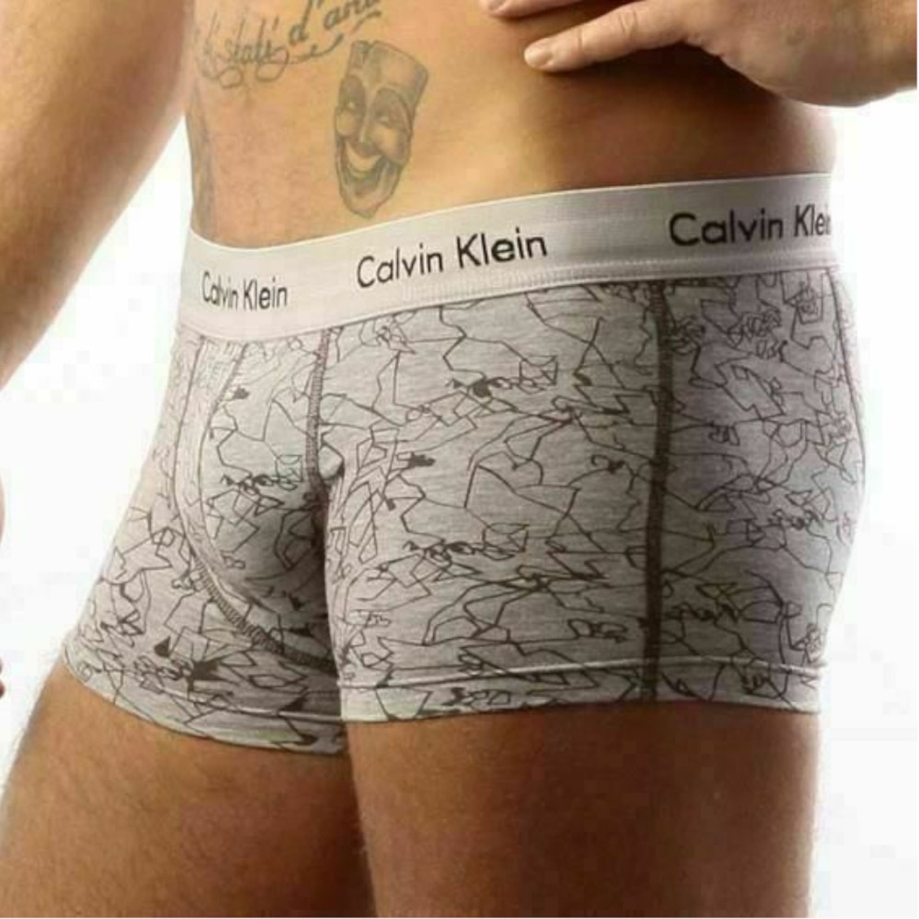 Мужские трусы боксеры Calvin Klein 365 Line серые Print фото 1