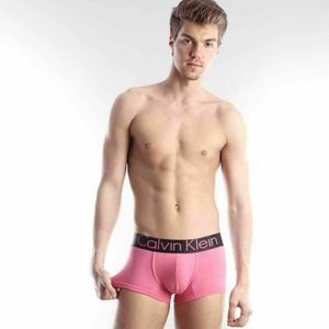 Фото Мужские трусы боксеры розовые с черной резинкой Calvin Klein Steel Black Waistband Pink