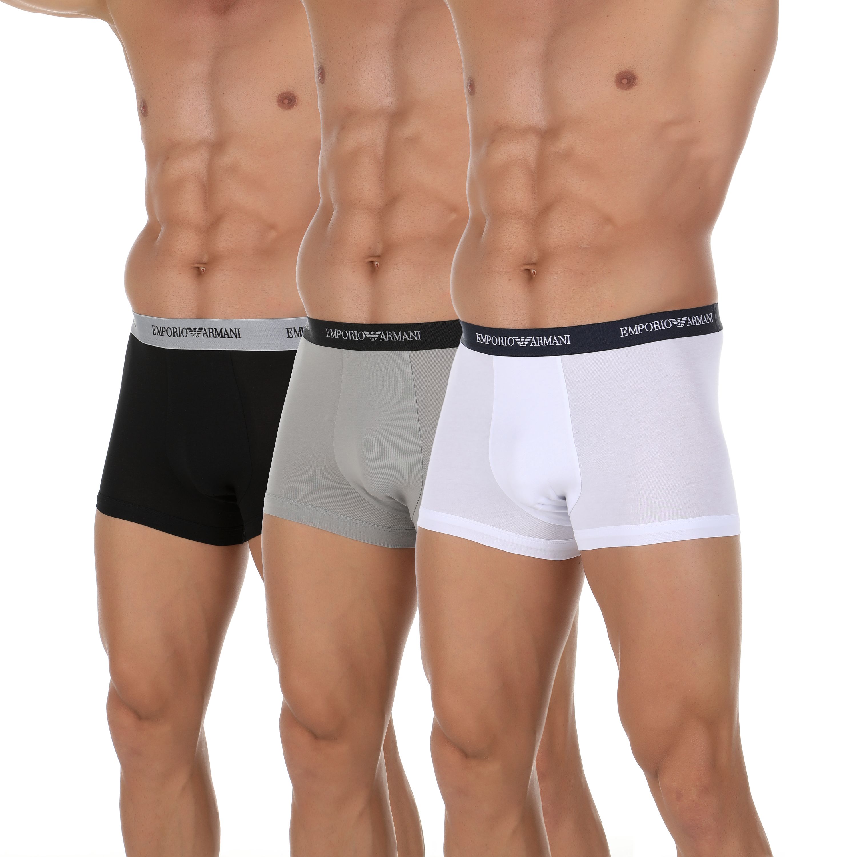 Набор мужских трусов боксеров 3в1 (белые, черные, серые) Emporio Armani 111357_CC717 02910 фото 1