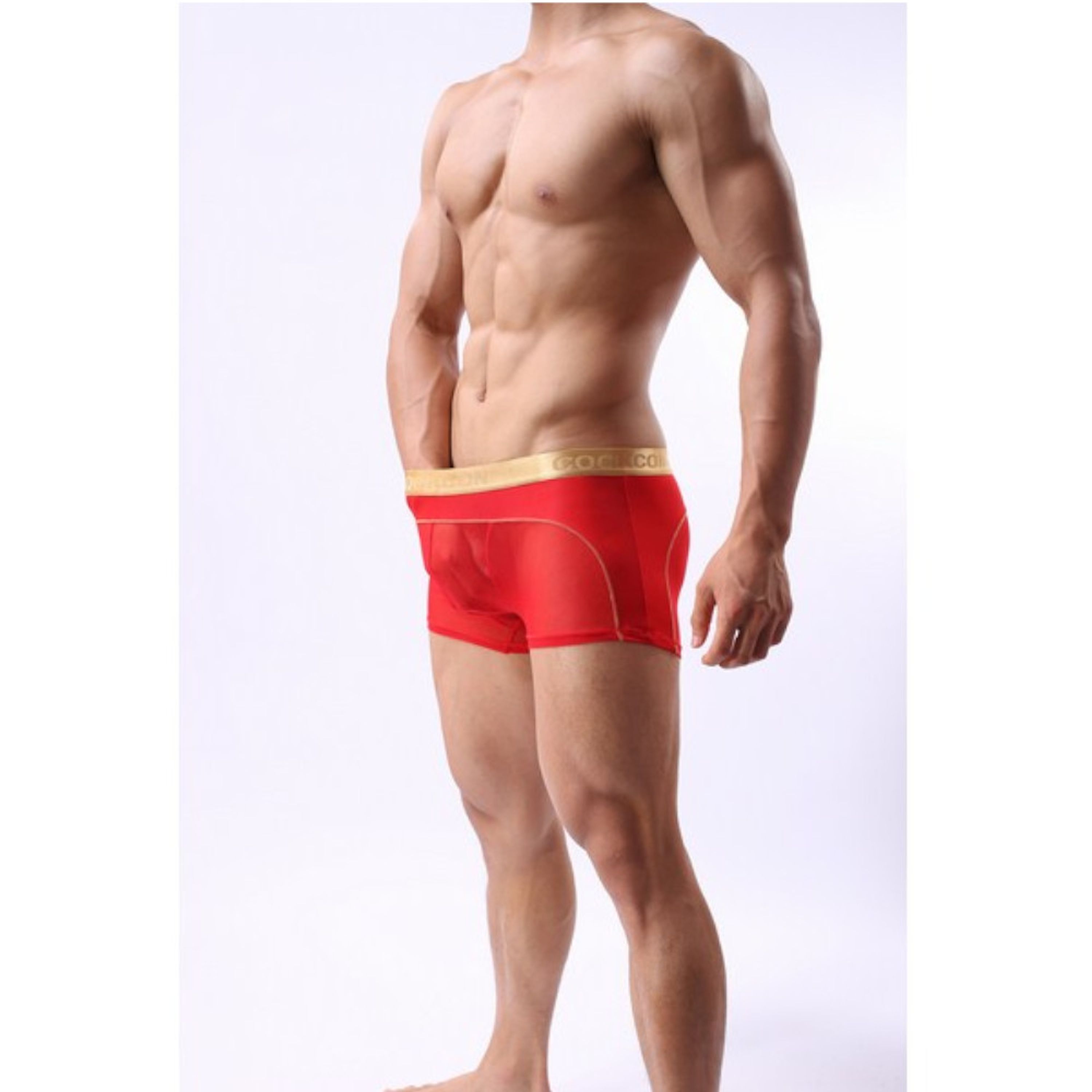 Мужские трусы боксеры с золотым поясом Cockon Boxer Red 828 фото 2