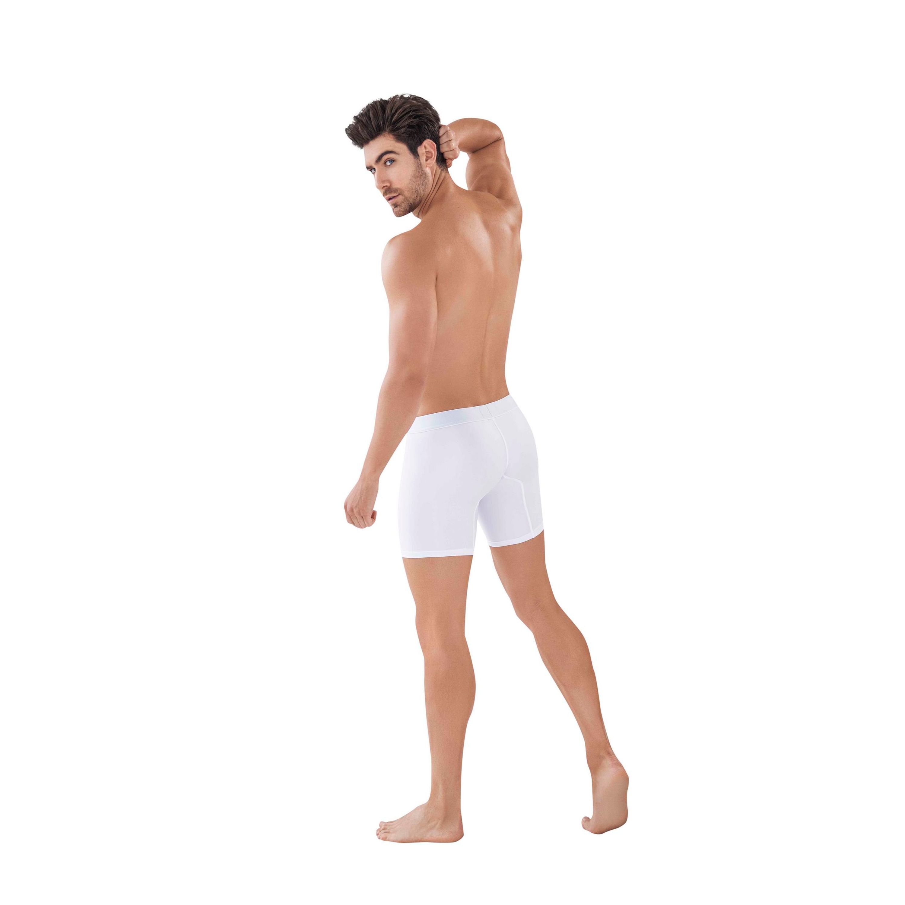 Мужские трусы боксеры белые удлиненные Clever Moda CLASSIC MATCH LONG BOXER 088501 фото 3