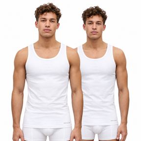 Фото Набор мужских маек борцовок белые 2в1 Tender Cotton BlackSpade BS9676