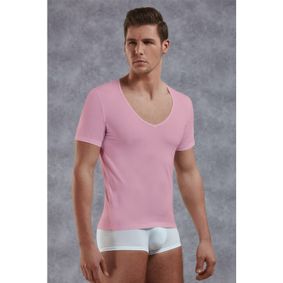 Фото Мужская футболка с глубоким вырезом розовая Doreanse  2820