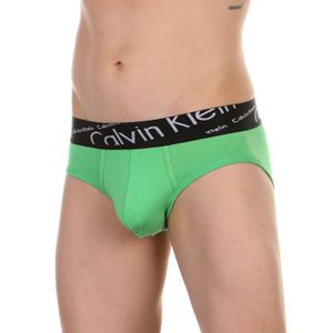 Фото Мужские трусы брифы зеленые с черной резинкой Calvin Klein Black Waistband