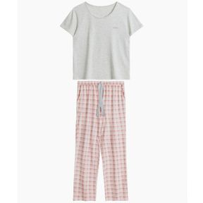Фото Пижама женская серая с розовыми штанами в клетку ATLANTIC Check NLP-494
