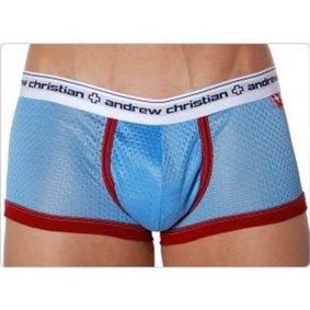 Фото Мужские трусы хипсы голубые в сетку Andrew Christian Sports Mesh Boxer Sky Blue   15143