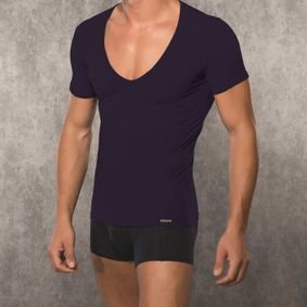 Фото Мужская футболка с глубоким вырезом фиолетовая Doreanse 2820