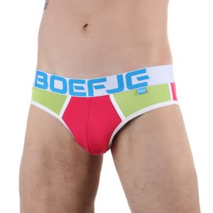 Фото Мужские трусы слипы розовые с салатовыми вставками Boefje