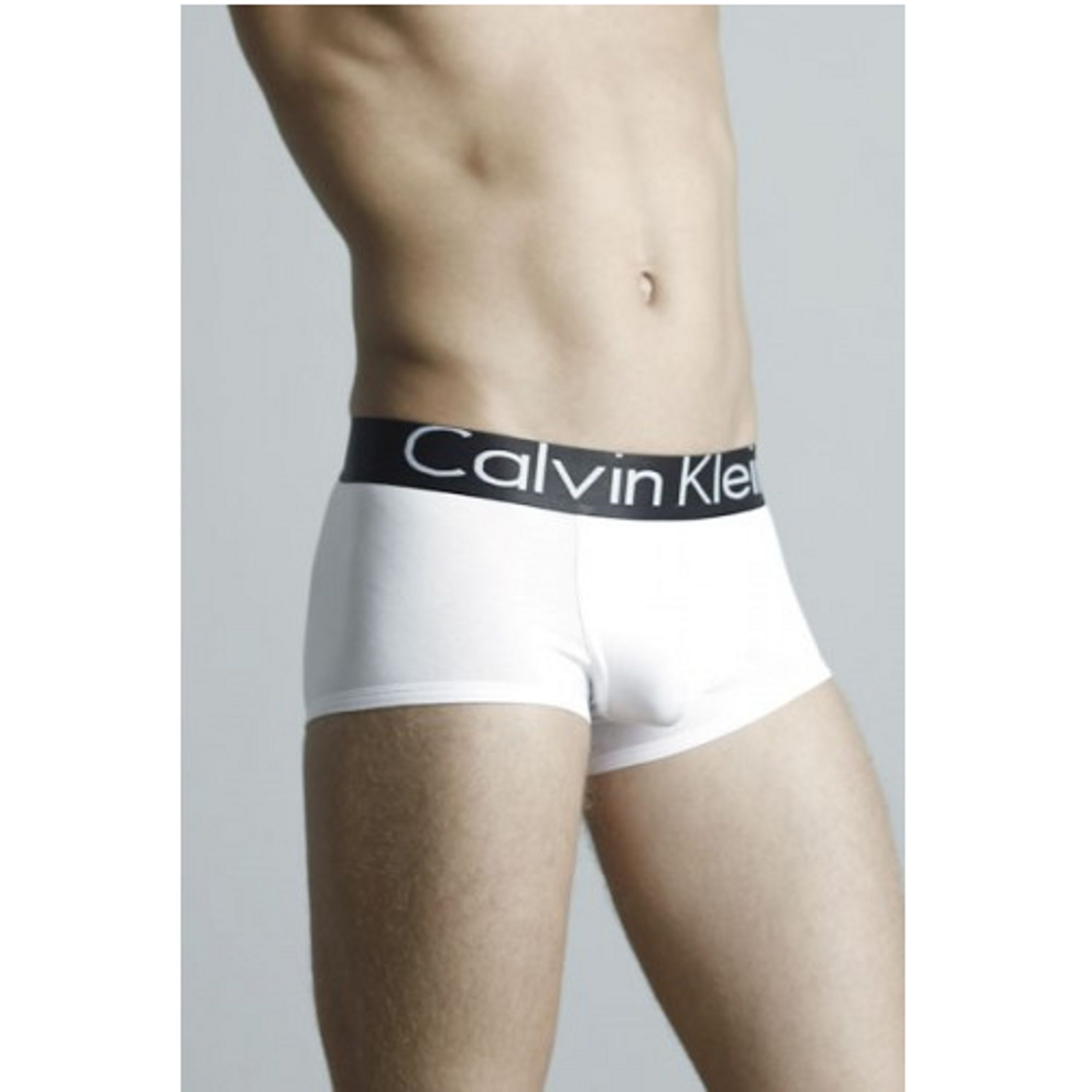 Мужские трусы боксеры с черной резинкой Calvin Klein Black Waistband White CK02101 фото 1