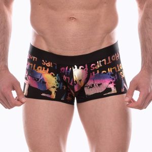 Фото Мужские трусы боксеры черные с разноцветным принтом Don Moris DM072201