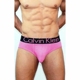 Фото Мужские трусы брифы розовые с черной резинкой Модал Calvin Klein Black Waistband CK02209