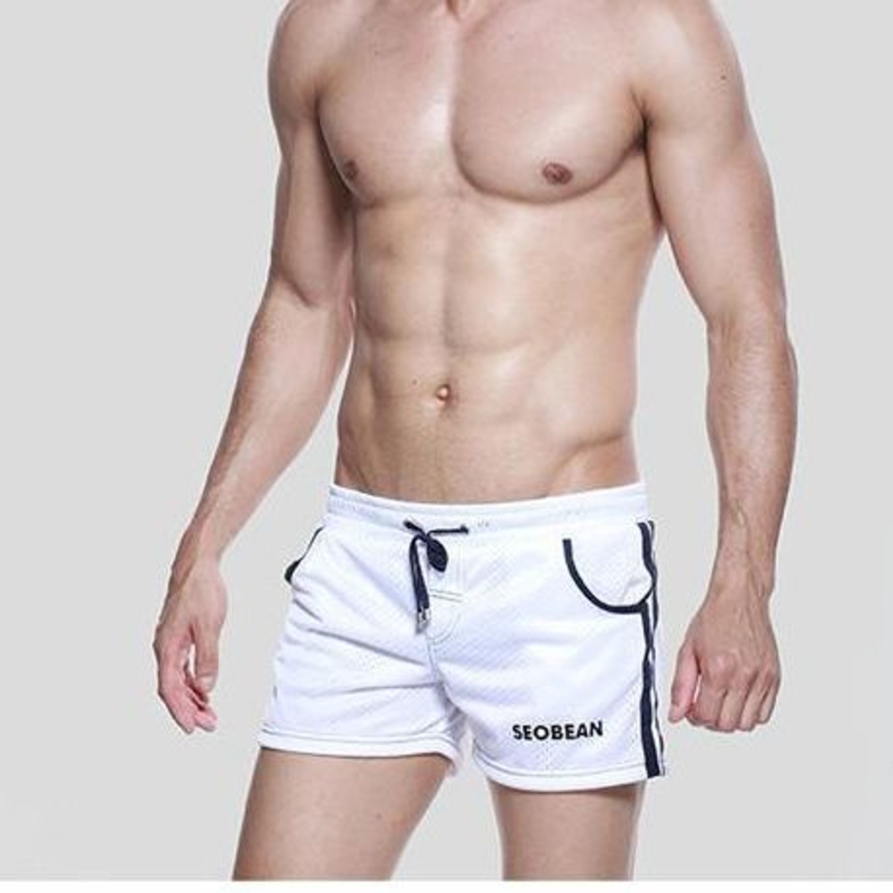 Мужские шорты белые в сетку Seobean Red Sport Shorts White 40506 фото 2