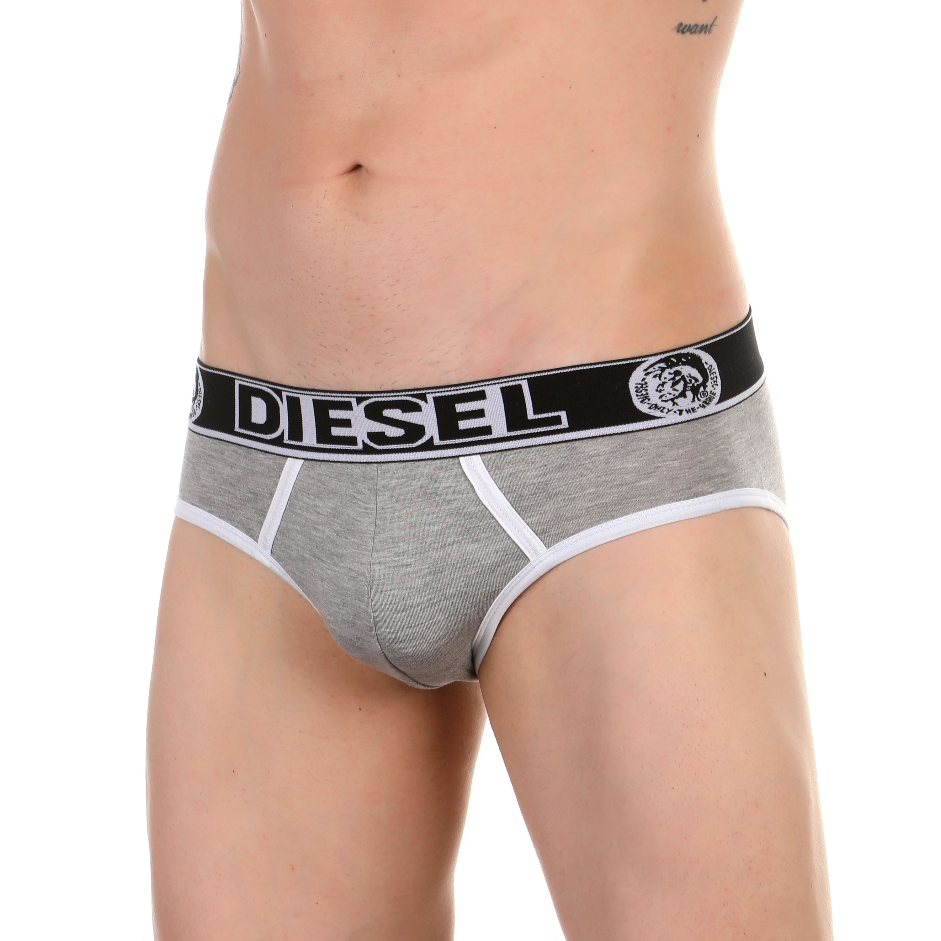 Мужские трусы брифы серые меланжевые с принтом сзади Diesel фото 1