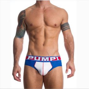 Фото Мужские трусы брифы в сетку синие с белой вставкой PUMP! H389-9 Фото Мужские трусы брифы в сетку синие с белой вставкой PUMP! H389-9